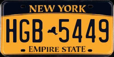 NY license plate HGB5449