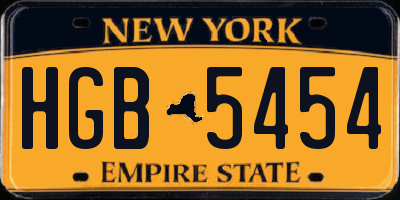 NY license plate HGB5454