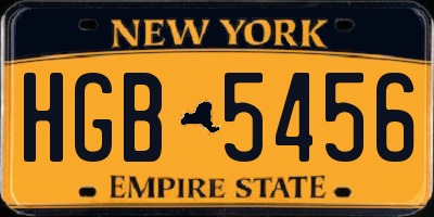 NY license plate HGB5456