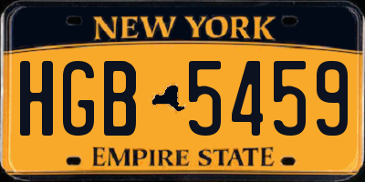 NY license plate HGB5459