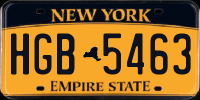 NY license plate HGB5463
