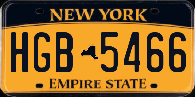 NY license plate HGB5466