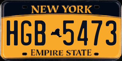 NY license plate HGB5473