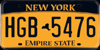NY license plate HGB5476