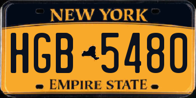 NY license plate HGB5480