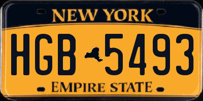 NY license plate HGB5493