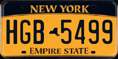NY license plate HGB5499