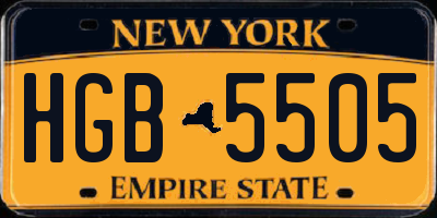 NY license plate HGB5505