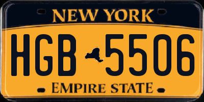 NY license plate HGB5506