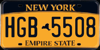 NY license plate HGB5508