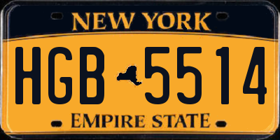 NY license plate HGB5514