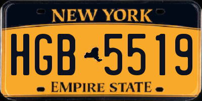 NY license plate HGB5519