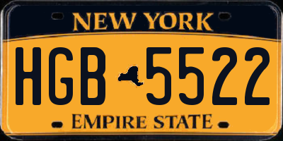 NY license plate HGB5522