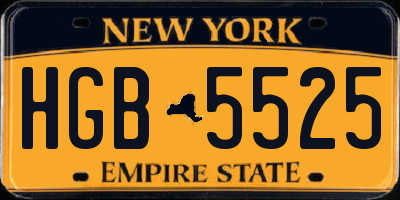 NY license plate HGB5525