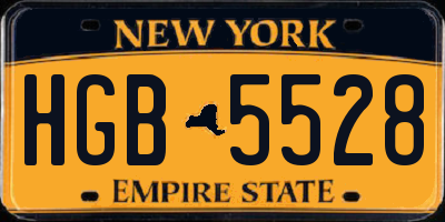 NY license plate HGB5528