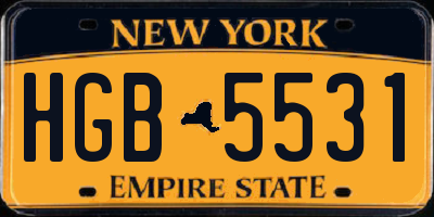 NY license plate HGB5531