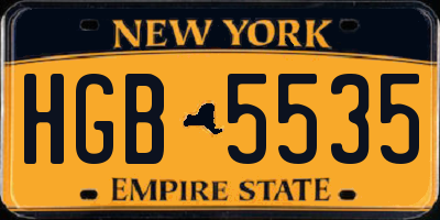 NY license plate HGB5535