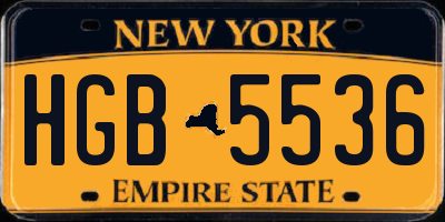 NY license plate HGB5536