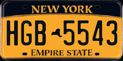 NY license plate HGB5543