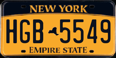 NY license plate HGB5549