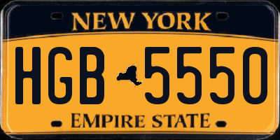 NY license plate HGB5550