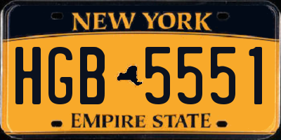 NY license plate HGB5551