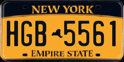 NY license plate HGB5561