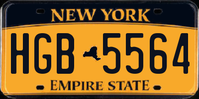 NY license plate HGB5564