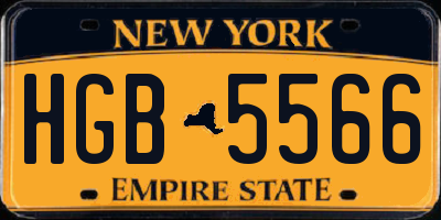 NY license plate HGB5566
