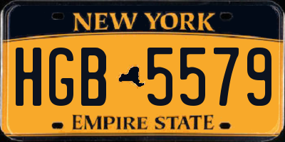 NY license plate HGB5579