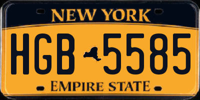NY license plate HGB5585