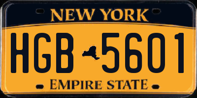 NY license plate HGB5601