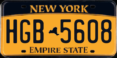 NY license plate HGB5608