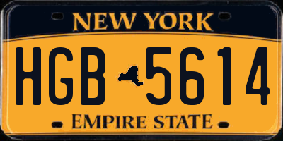 NY license plate HGB5614