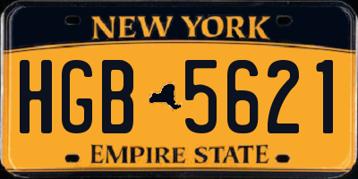 NY license plate HGB5621