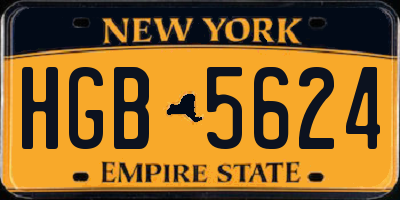 NY license plate HGB5624
