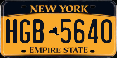 NY license plate HGB5640