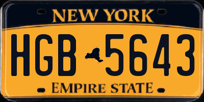 NY license plate HGB5643