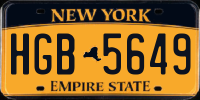 NY license plate HGB5649