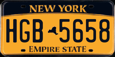 NY license plate HGB5658