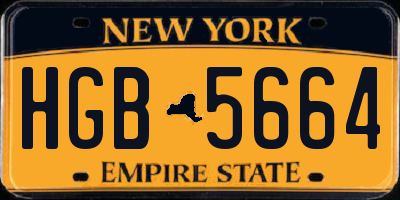 NY license plate HGB5664