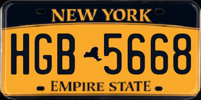 NY license plate HGB5668