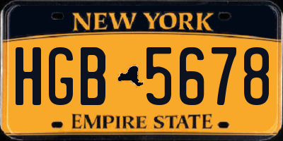 NY license plate HGB5678
