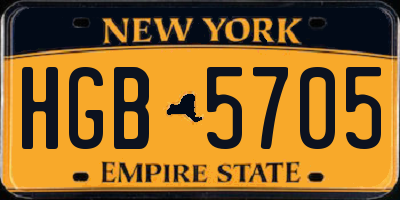 NY license plate HGB5705