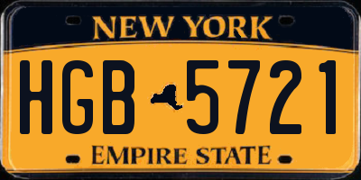 NY license plate HGB5721