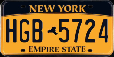 NY license plate HGB5724