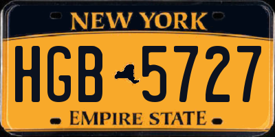 NY license plate HGB5727