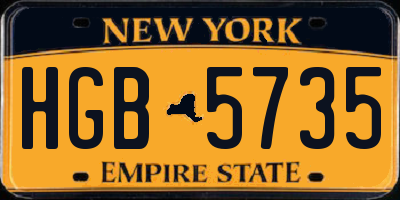 NY license plate HGB5735
