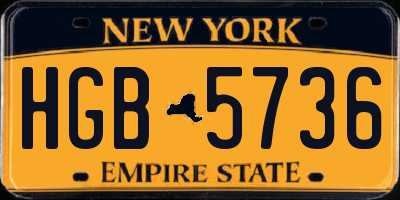 NY license plate HGB5736