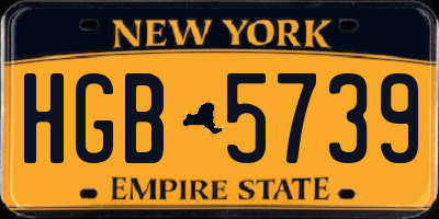 NY license plate HGB5739